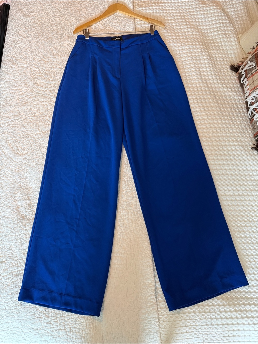 Express Wide-Leg High-Rise Pants in Royal Blue